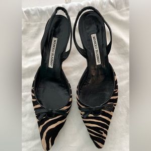 Manolo Blahnik zebra slings